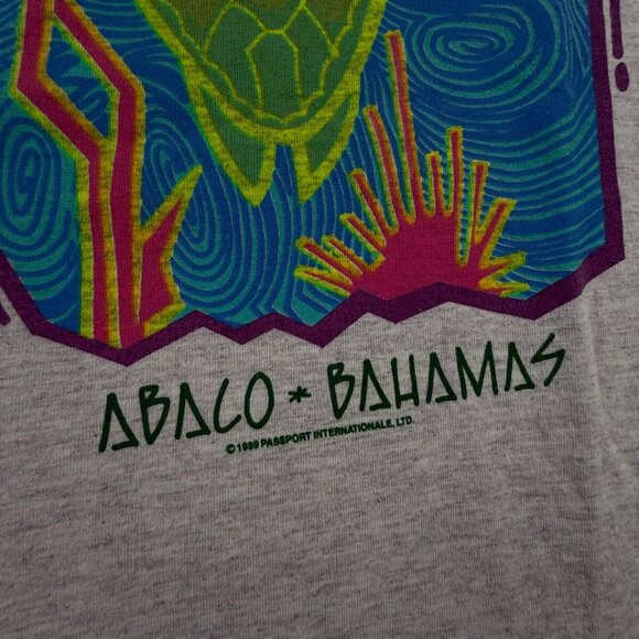 VTG 1989 Bahamas T-shirt XL Tropical USA Made Graphic Turtle Travel Vacation - Picture 12 of 15